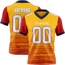 Laden Sie das Bild in den Galerie-Viewer, Custom Gold White Red Gray-Navy Authentic Fluid Scratch Waves Football Jersey
