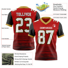 Charger l'image dans la galerie, Custom Red White Black-Old Gold Authentic Fluid Scratch Waves Football Jersey
