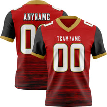 Charger l'image dans la galerie, Custom Red White Black-Old Gold Authentic Fluid Scratch Waves Football Jersey
