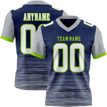 Загрузить изображение в средство просмотра галереи, Custom Navy White Gray-Neon Green Authentic Fluid Scratch Waves Football Jersey
