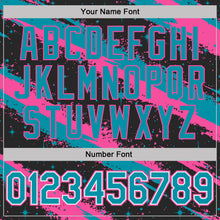Laden Sie das Bild in den Galerie-Viewer, Custom Black Teal Pink-White Brush Stroke Splatter Starburst Performance T-Shirt
