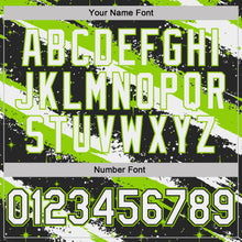 Laden Sie das Bild in den Galerie-Viewer, Custom Black White-Neon Green Brush Stroke Splatter Starburst Performance T-Shirt

