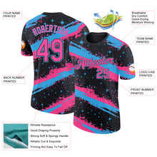 Laden Sie das Bild in den Galerie-Viewer, Custom Black Pink-Sky Blue Brush Stroke Splatter Starburst Performance T-Shirt
