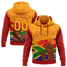 Load image into Gallery viewer, Custom Stitched Yellow-Red 3D Pattern Design Black History Month Sports Pullover Sweatshirt Hoodie
