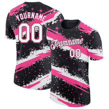 Laden Sie das Bild in den Galerie-Viewer, Custom Black White-Pink Brush Stroke Splatter Starburst Performance T-Shirt
