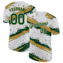 Charger l'image dans la galerie, Custom White Green-Old Gold Brush Stroke Splatter Starburst Performance T-Shirt
