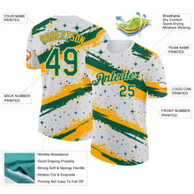 Laden Sie das Bild in den Galerie-Viewer, Custom White Kelly Green-Gold Brush Stroke Splatter Starburst Performance T-Shirt
