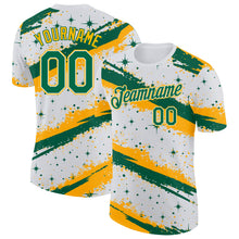 Laden Sie das Bild in den Galerie-Viewer, Custom White Kelly Green-Gold Brush Stroke Splatter Starburst Performance T-Shirt
