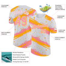 Laden Sie das Bild in den Galerie-Viewer, Custom White Medium Pink-Gold Brush Stroke Splatter Starburst Performance T-Shirt
