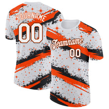 Charger l'image dans la galerie, Custom White Orange-Black Brush Stroke Splatter Starburst Performance T-Shirt
