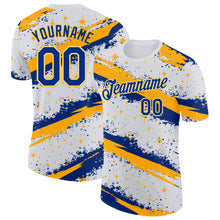 Charger l'image dans la galerie, Custom White Royal-Gold Brush Stroke Splatter Starburst Performance T-Shirt

