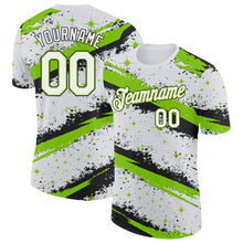 Charger l'image dans la galerie, Custom White Neon Green-Black Brush Stroke Splatter Starburst Performance T-Shirt
