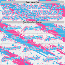 Laden Sie das Bild in den Galerie-Viewer, Custom White Sky Blue-Pink Brush Stroke Splatter Starburst Performance T-Shirt
