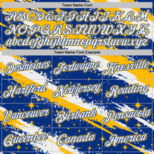 Laden Sie das Bild in den Galerie-Viewer, Custom Royal White-Gold Brush Stroke Splatter Starburst Performance T-Shirt
