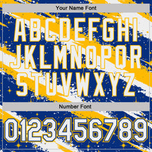 Laden Sie das Bild in den Galerie-Viewer, Custom Royal White-Gold Brush Stroke Splatter Starburst Performance T-Shirt
