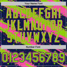 Laden Sie das Bild in den Galerie-Viewer, Custom Navy Neon Green-Pink Brush Stroke Splatter Starburst Performance T-Shirt
