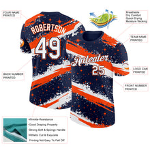 Laden Sie das Bild in den Galerie-Viewer, Custom Navy White-Orange Brush Stroke Splatter Starburst Performance T-Shirt
