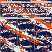 Laden Sie das Bild in den Galerie-Viewer, Custom Navy White-Orange Brush Stroke Splatter Starburst Performance T-Shirt
