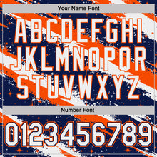 Laden Sie das Bild in den Galerie-Viewer, Custom Navy White-Orange Brush Stroke Splatter Starburst Performance T-Shirt
