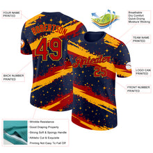 Загрузить изображение в средство просмотра галереи, Custom Navy Red-Gold Brush Stroke Splatter Starburst Performance T-Shirt

