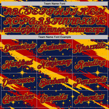Загрузить изображение в средство просмотра галереи, Custom Navy Red-Gold Brush Stroke Splatter Starburst Performance T-Shirt
