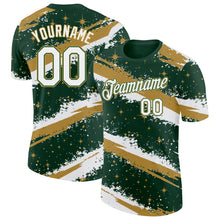 Laden Sie das Bild in den Galerie-Viewer, Custom Green White-Old Gold Brush Stroke Splatter Starburst Performance T-Shirt
