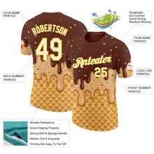 Laden Sie das Bild in den Galerie-Viewer, Custom Brown Cream-Gold Ice Cream Waffle Foodie Dessert Performance T-Shirt
