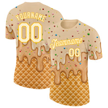 Charger l'image dans la galerie, Custom Cream-Gold Ice Cream Waffle Foodie Dessert Performance T-Shirt
