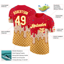 Laden Sie das Bild in den Galerie-Viewer, Custom Fire Red Cream-Gold Ice Cream Waffle Foodie Dessert Performance T-Shirt

