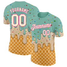 Charger l'image dans la galerie, Custom Ice Blue Cream-Pink Ice Cream Waffle Foodie Dessert Performance T-Shirt
