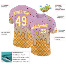 Загрузить изображение в средство просмотра галереи, Custom Light Pink Cream-Gold Ice Cream Waffle Foodie Dessert Performance T-Shirt
