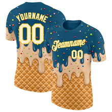 Charger l'image dans la galerie, Custom Teal Cream-Gold Ice Cream Waffle Foodie Dessert Performance T-Shirt
