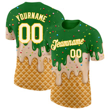 Charger l'image dans la galerie, Custom Grass Green Cream-Gold Ice Cream Waffle Foodie Dessert Performance T-Shirt

