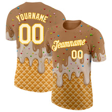 Charger l'image dans la galerie, Custom Tan Cream-Gold Ice Cream Waffle Foodie Dessert Performance T-Shirt
