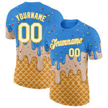 Charger l'image dans la galerie, Custom Powder Blue Cream-Gold Ice Cream Waffle Foodie Dessert Performance T-Shirt
