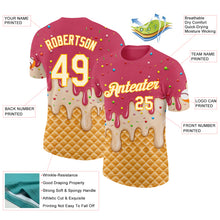 Загрузить изображение в средство просмотра галереи, Custom Medium Red Cream-Gold Ice Cream Waffle Foodie Dessert Performance T-Shirt
