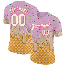 Charger l'image dans la galerie, Custom Light Pink Cream-Pink Ice Cream Waffle Foodie Dessert Performance T-Shirt
