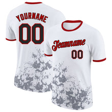 Load image into Gallery viewer, Custom White Black Gray-Red Brush Stroke Splatter Performance T-Shirt
