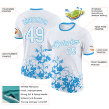 Load image into Gallery viewer, Custom White-Sky Blue Brush Stroke Splatter Performance T-Shirt
