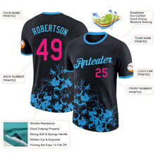 Load image into Gallery viewer, Custom Black Hot Pink-Sky Blue Brush Stroke Splatter Performance T-Shirt
