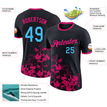 Load image into Gallery viewer, Custom Black Sky Blue-Hot Pink Brush Stroke Splatter Performance T-Shirt
