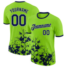 Laden Sie das Bild in den Galerie-Viewer, Custom Neon Green Navy-Gray Brush Stroke Splatter Performance T-Shirt
