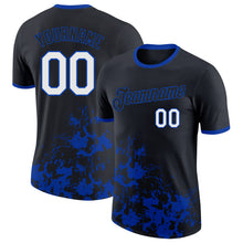 Laden Sie das Bild in den Galerie-Viewer, Custom Black White-Thunder Blue Brush Stroke Splatter Performance T-Shirt
