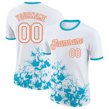 Load image into Gallery viewer, Custom White Lakes Blue-Orange Brush Stroke Splatter Performance T-Shirt
