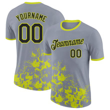 Load image into Gallery viewer, Custom Gray Black-Neon Yellow Brush Stroke Splatter Performance T-Shirt

