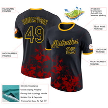 Load image into Gallery viewer, Custom Black Red-Yellow Brush Stroke Splatter Performance T-Shirt
