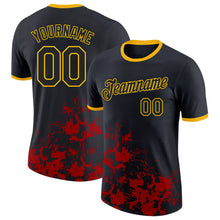 Load image into Gallery viewer, Custom Black Red-Yellow Brush Stroke Splatter Performance T-Shirt
