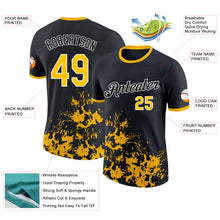 Load image into Gallery viewer, Custom Black Yellow-White Brush Stroke Splatter Performance T-Shirt
