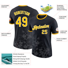 Load image into Gallery viewer, Custom Black Yellow Steel Gray-White Brush Stroke Splatter Performance T-Shirt
