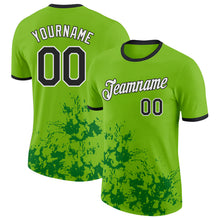 Load image into Gallery viewer, Custom Neon Green Black Grass Green-White Brush Stroke Splatter Performance T-Shirt
